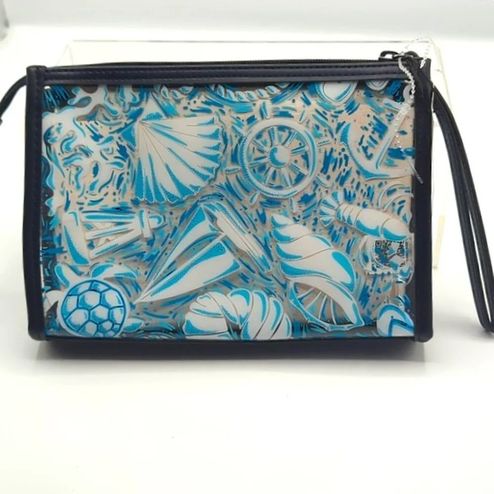 Vera Bradley Clear Cosmetic /Make Up Case Pouch Wristlet Beach Shore Enough
